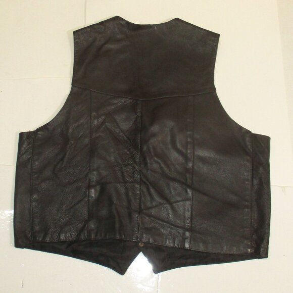 Screaming Eagle Leather Vest Men's Black Lined Pockets Size 4XL - Picture 5 of 5